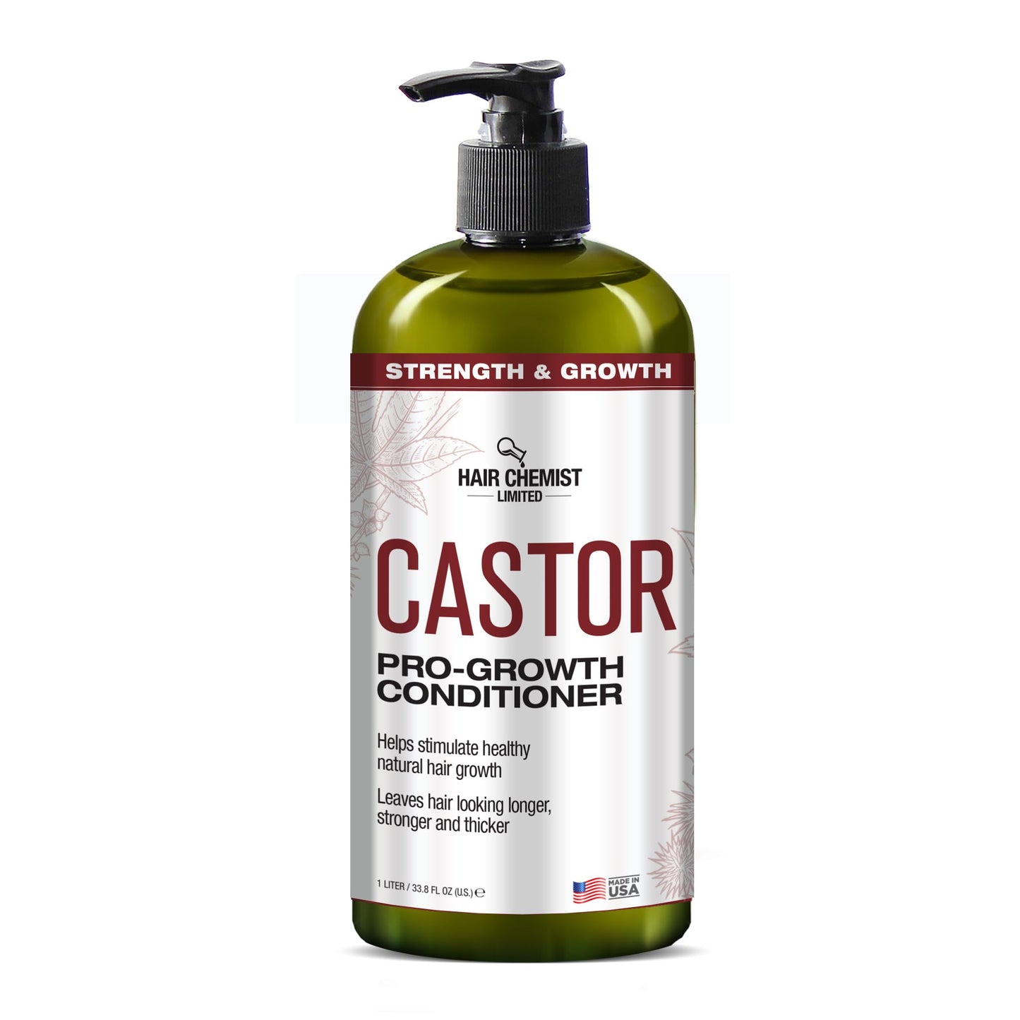 Hair Chemist Castor Pro-Growth Shampoo 33.8 oz. AND Conditioner 33.8 oz. 2-PC Boxed Gift Set - Made with Natural Castor Oil for Hair Growth, Sulfate Free Shampoo & Conditioner Set
