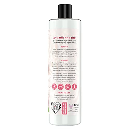 Love Beauty and Planet Plant-Based Body Wash Smooth & Renew White Peach & Aloe Vera No Sulfate Cleansers, Cruelty Free, 92% Naturally Derived 20 oz