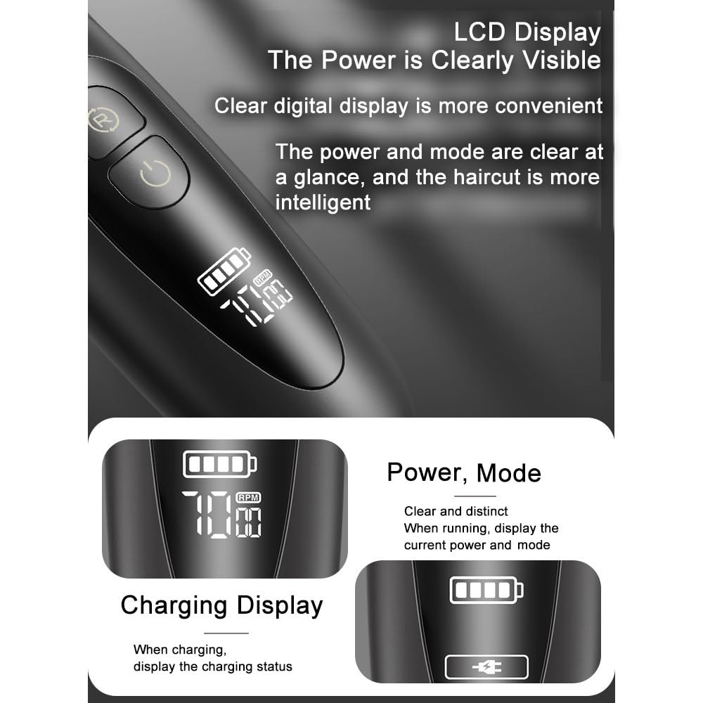 JUCI Family Hair Salon Professional Rechargeable Plug-in Dual-Purpose LCD Display Hair Clipper (Dark Gray)