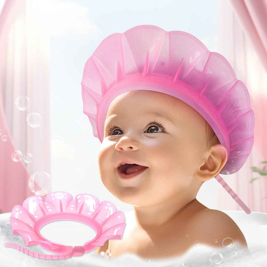 kair Baby Kids Shower Cap Soft Adjustable Silicone Toddler Bath Visor Children Hair Washing Hat Keep Water Out of Eyes & Ears Head Circumference 12.5"-19" (Pink, Less Than 24 Months)