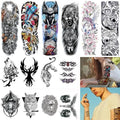 Christmas 6 Sheets Full Arm and 8 Sheets Half Arm Temporary Tattoos for Men Adults, Flower Temp Tattoos Sleeve For Women, Waterproof Body Arm Chest Shoulder Floral Fake Tattoo Stickers