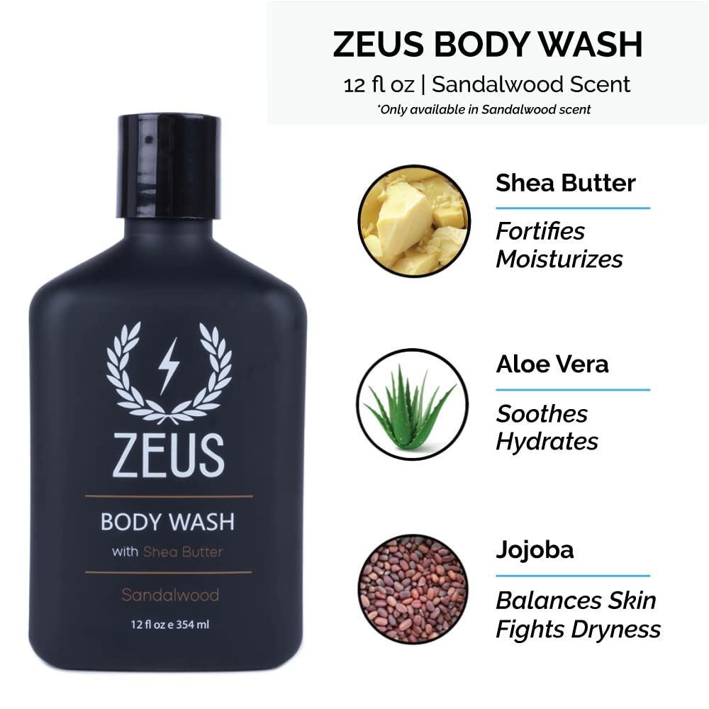 ZEUS Essential Body Care Kit with Travel Dopp Bag – Body Wash with Shea Butter, Travel Toiletry Bag, Wash Cloth & Deodorant Body Spray (Verbena Lime)