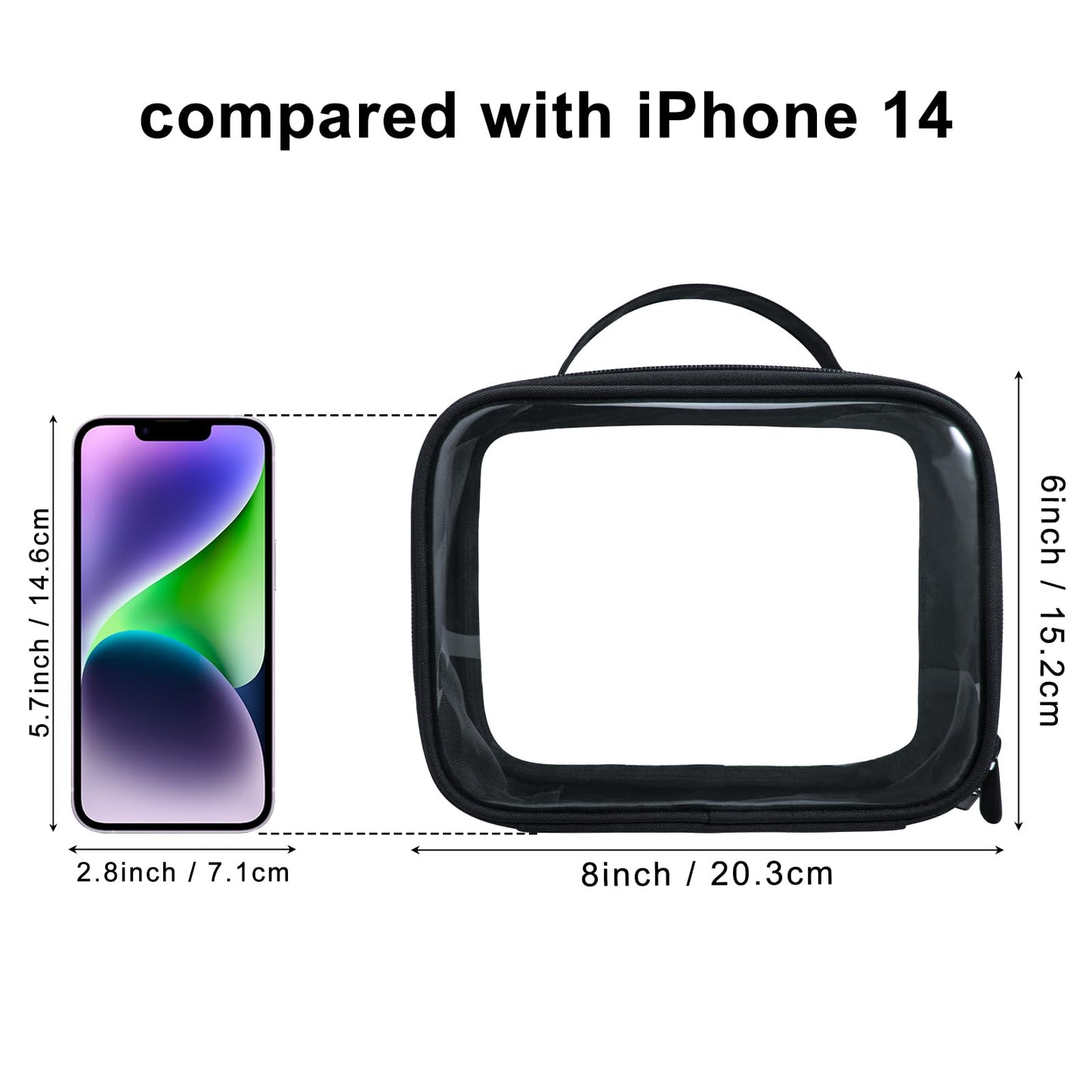 ANRUI TSA Approved Toiletry Bag, 5 Pcs TSA Clear Travel Bags With Handle Strap, Makeup Bag for Liquids, Toiletries, Cosmetics, Gifts for Women and Men，Black