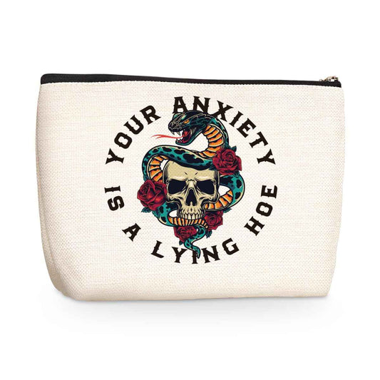 Mental Health Makeup Bag Cosmetic Bags Skull Decor Travel Toiletry Bag Mental Health Gifts Zipper Pouch Inspirational Gifts for Women Girls Sisters Psychologist Therapist Counselor Medical Personnel