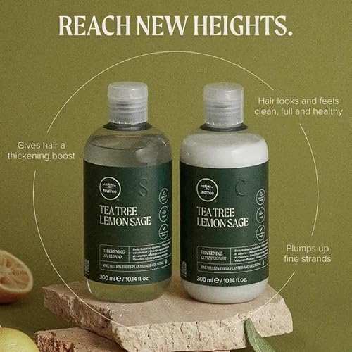 Tea Tree Lemon Sage Thickening Shampoo, Builds Body + Boosts Volume, For Fine Hair