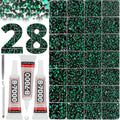 Emerald Green Rhinestone Bedazzling Kit - 37,000 Pieces, 2-6mm, 28-Grid Storage, Glue Included