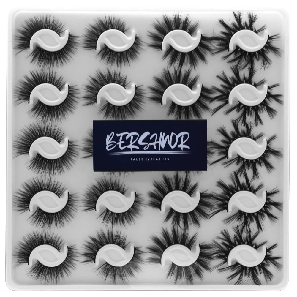 BlueSmurfs 20 Pairs Lashes Bulk 4 Styles False Lashes 3D Fluffy Festival Eye Lashes Christmas Fake Eyelashes Volume Pack