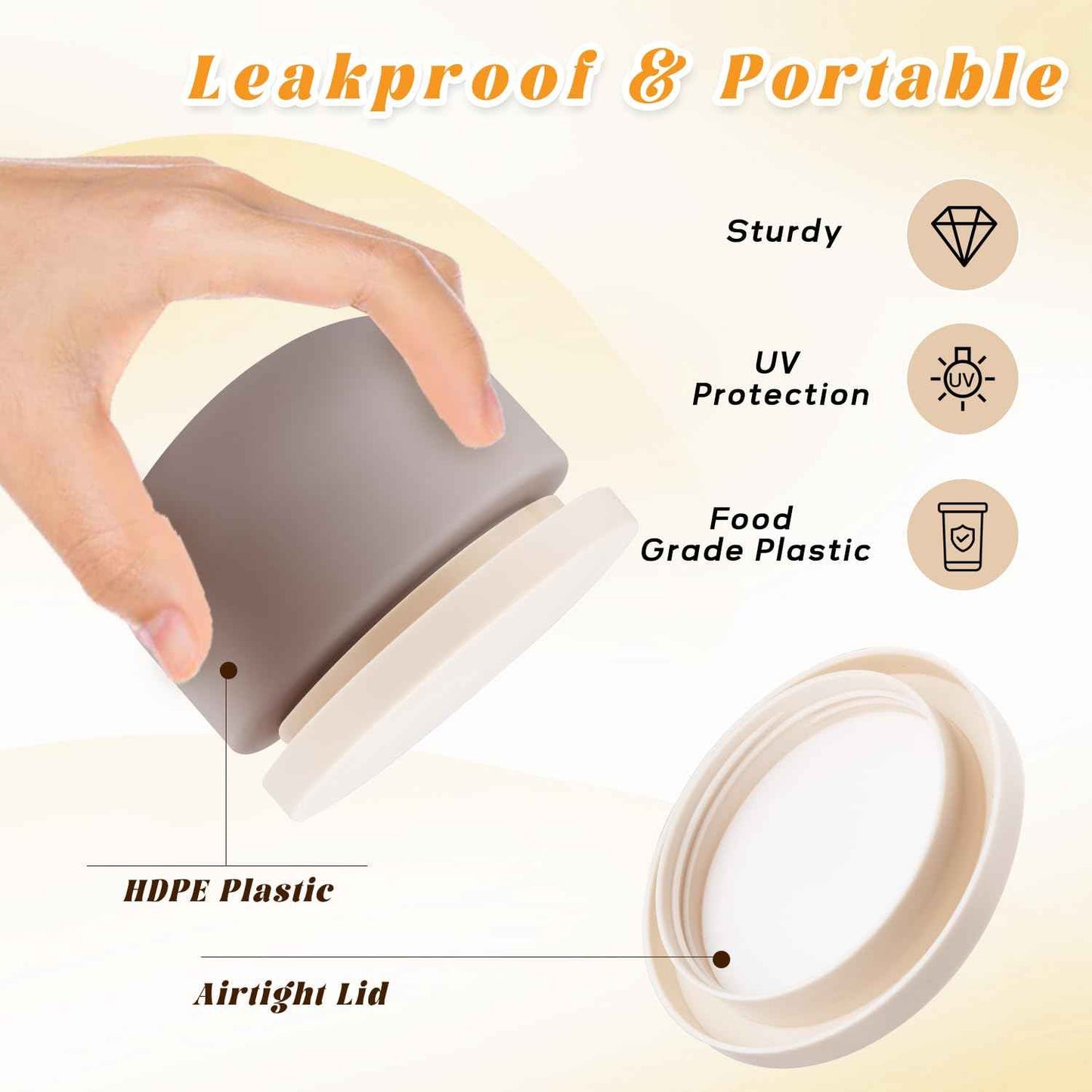 4 Pack 8 OZ Plastic Jars Round Cosmetic Container with Lids,Wide Mouth Soft Slime Jars for Lotion,Hand Cream,Ointments,Makeup,Body Butter,Rhinestone,Samples Pot Travel Make Up Storage (Grey)