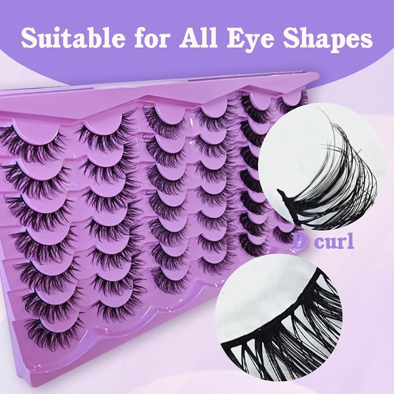 Royaomis D Curl Russian Strip Lashes 12-18mm - 21 Pairs