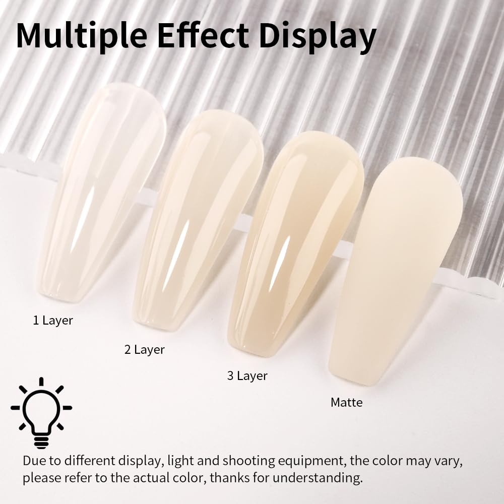 Firedeep Jelly White Gel Nail Polish Sheer Translucent Light Beige White Nail Polish UV/LED Soak Off Gel Polish for Spring Summer French Manicure 0.54 Fl Oz 1Pcs