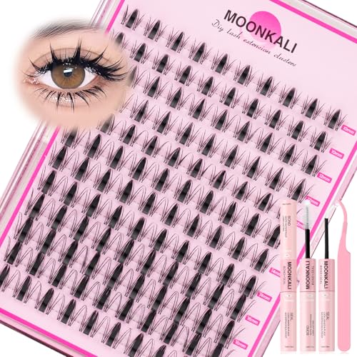 Wispy Lash Clusters Manga Eyelash Clusters Natural Fairy Clear Band Lashes Clusters Spiky 10-16MM Cluster Eyelash Extensions kit Individual Lashes Handmade Versatile DIY Eyelashes Extension Kit