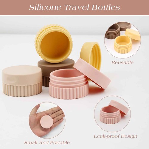 4 Pcs Travel Containers Sets Silicone Cream Jars Empty Lotion Leak-proof Bottles with Sealed Lid For Lotion Moisturizer Sunscreen Cosmetic Skincare Set(Four Colors)