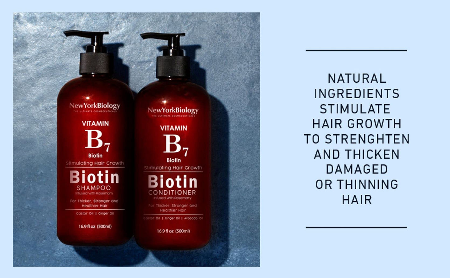 New York Biology Biotin Shampoo for Hair Growth and Thinning Hair – Thickening Formula for Hair Loss Treatment – For Men & Women – Anti Dandruff - 16.9 fl Oz