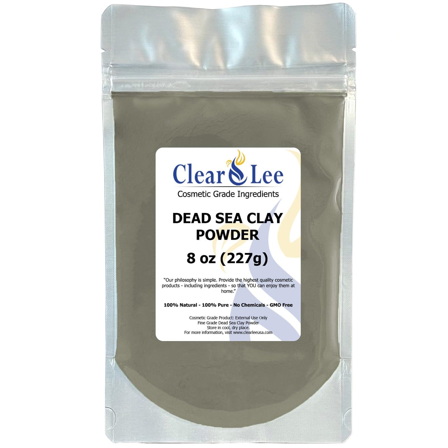 ClearLee Dead Sea Clay Cosmetic Grade Powder - 100% Pure Natural Powder - Great For Skin Detox, Rejuvenation, and More - Heal Damaged Skin - DIY Clay Face Mask (8 oz)