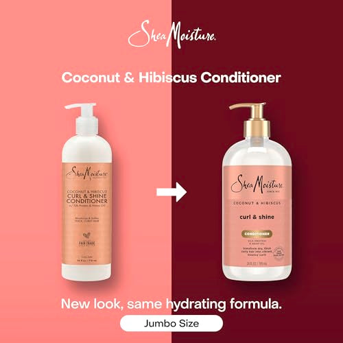Shea Moisture Curl & Shine Conditioner Coconut & Hibiscus, for Thick, Curly Hair, to Moisturize & Soften, 24 Fl oz