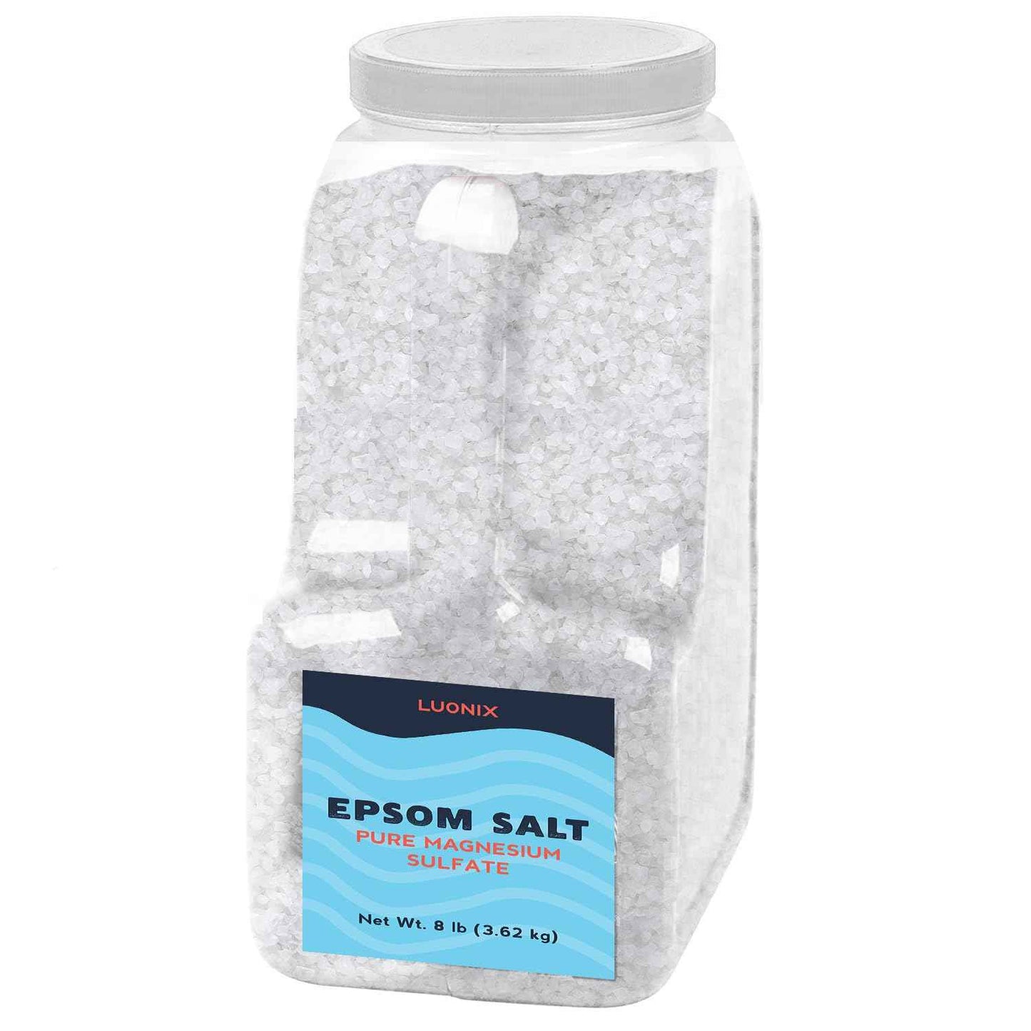 Luonix Epsom Salt, 8 lb, Bulk, Bath Soak, DIY Bath Bombs