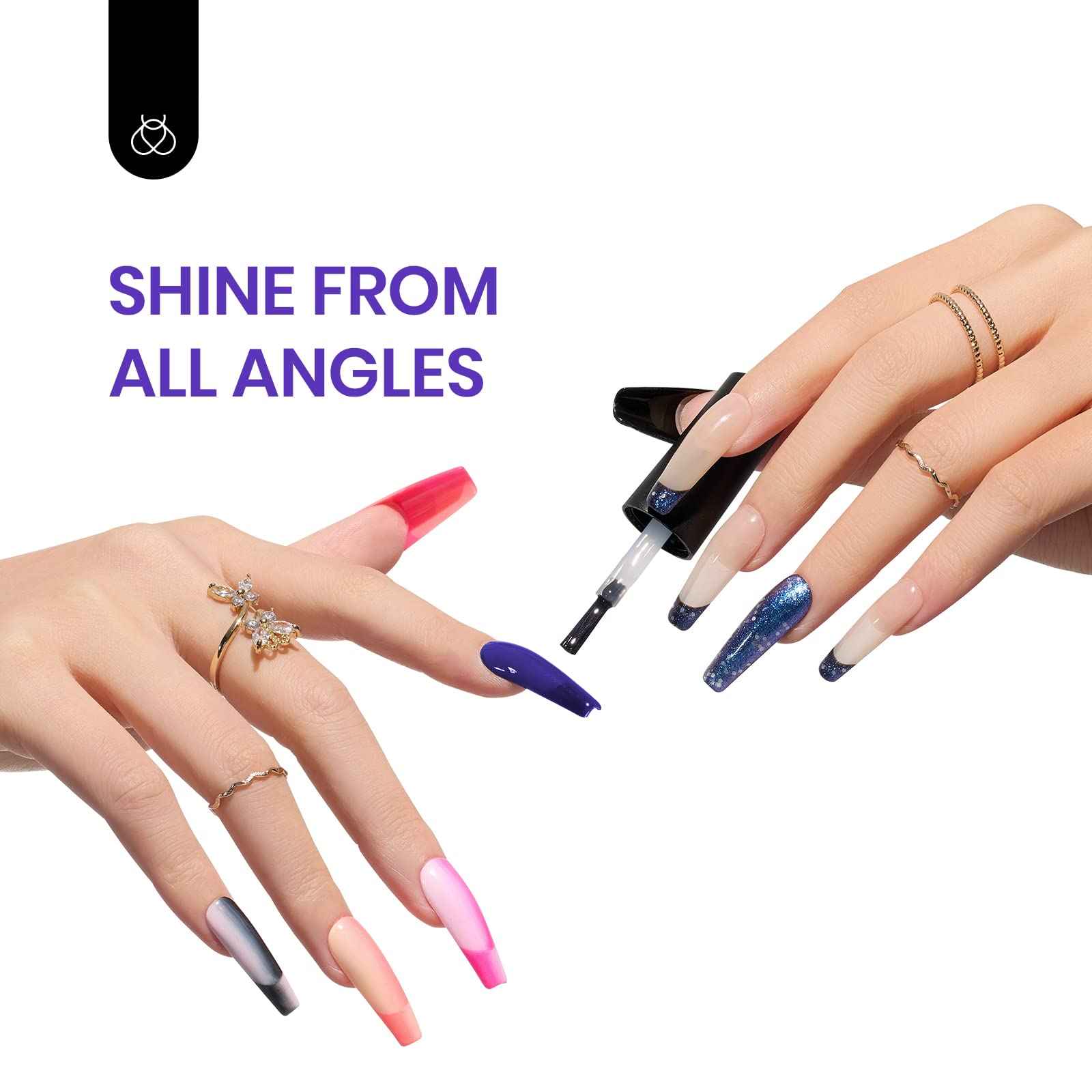 beetles Gel Polish 20 Colors Gel Nail Polish Luxury Club Collection with 1 Pcs 15ml White Color Soak Off Gel Polish with Glossy & Matte Top Coat and Base Coat, Red Green Soak Off Shiny Blue Glitter