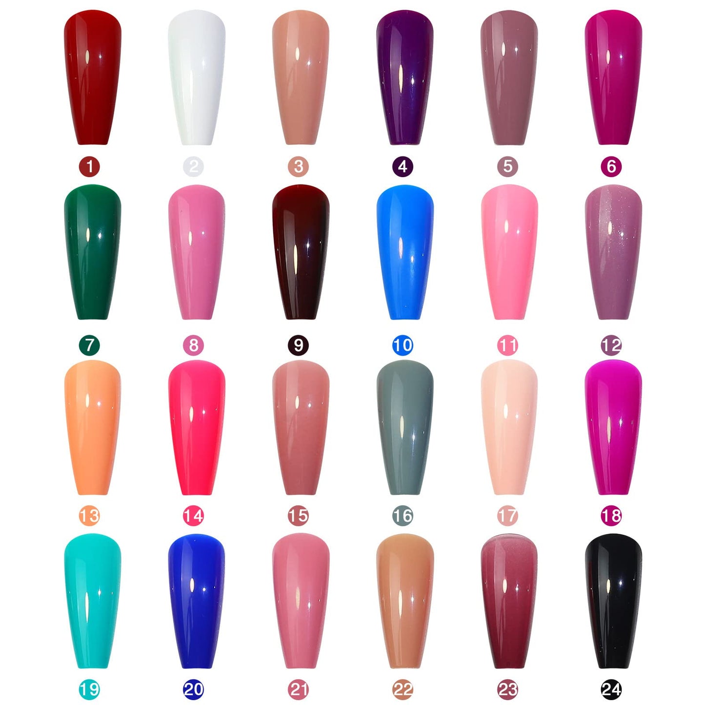 CHANGAR 576PCS Coffin Press on Nails Long Square False Nails 24 Solid Color Acrylic Glossy False Nails Set Long Ballerina Fake Nails Full Cover Acrylic False Nail tips for Nail Art DIY