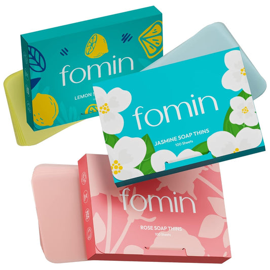 FOMIN - Antibacterial Paper Soap Sheets for Hand Washing - (300 Sheets) Rose, Jasmine, Lemon Portable Travel Dissolvable Camping Mini Soap Portable Hand Soap Sheets