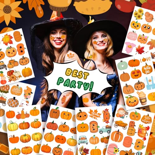 96pcs Pumpkin Temporary Tattoos for Fall & Halloween Parties