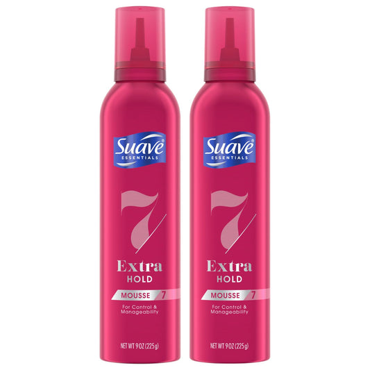 Suave Mousse, Extra Hold 7 Shaping – Styling Mousse for Curly Hair, Wavy, All Hair Types, Moisturizing & Nourishing Mousse Hair Foam, Scented, 9 Oz (Pack of 2)