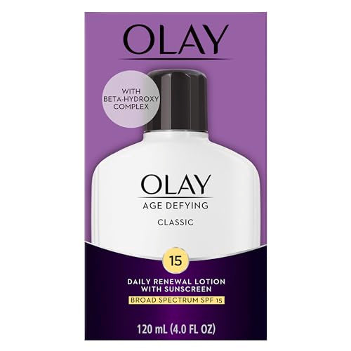 Face Moisturizer by Olay, Age Defying Classic Daily Renewal Lotion, With Sunscreen, Classic,4 oz