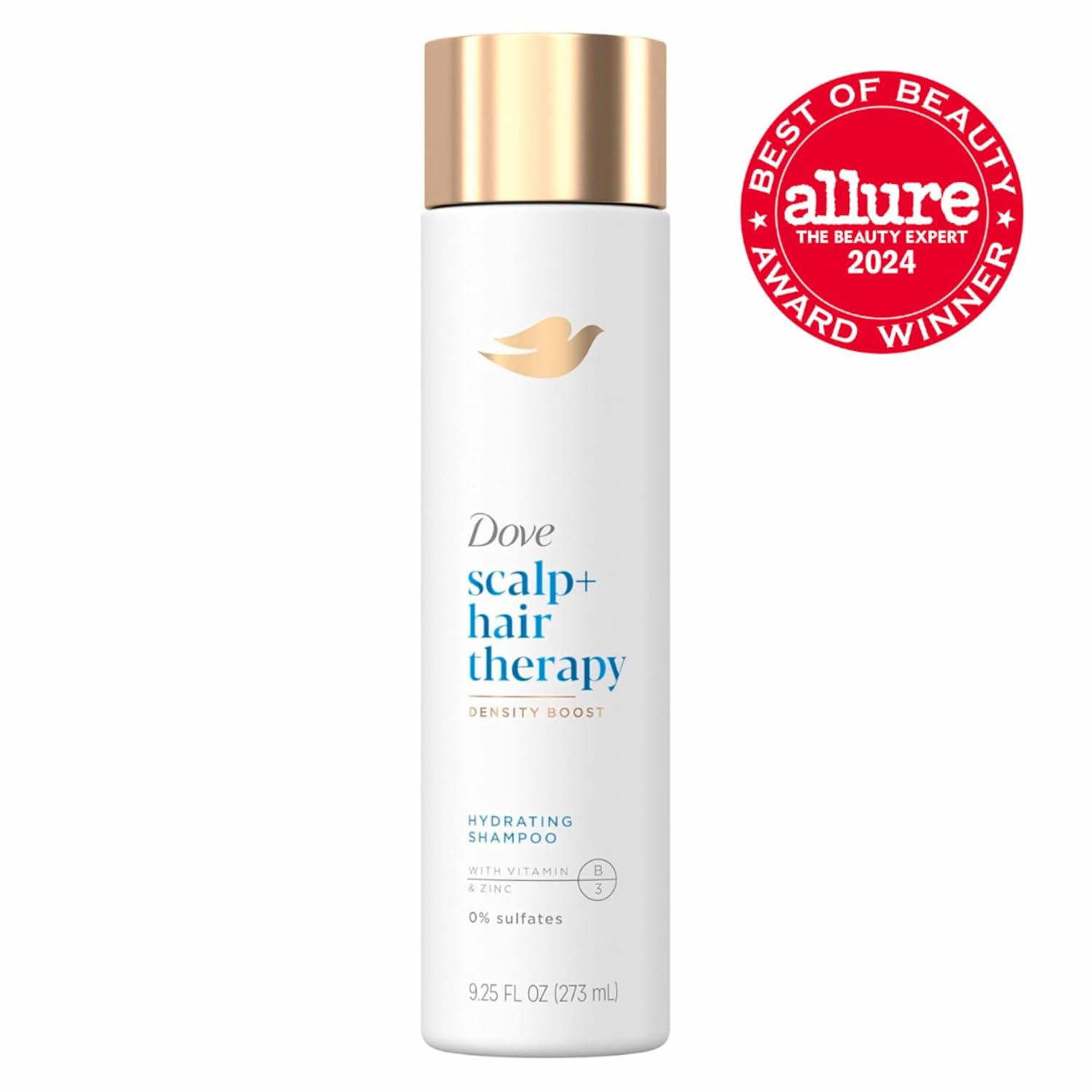 Dove Density Boost Clarifying Shampoo Scalp + Hair Therapy for Gentle Cleansing, with Vitamin B3, Zinc and 0% sulfates, 9.25 oz