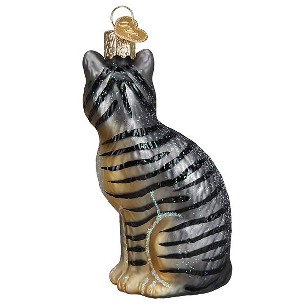 Old World Christmas Ornaments Tabby Cat Glass Blown Ornaments for Christmas Tree