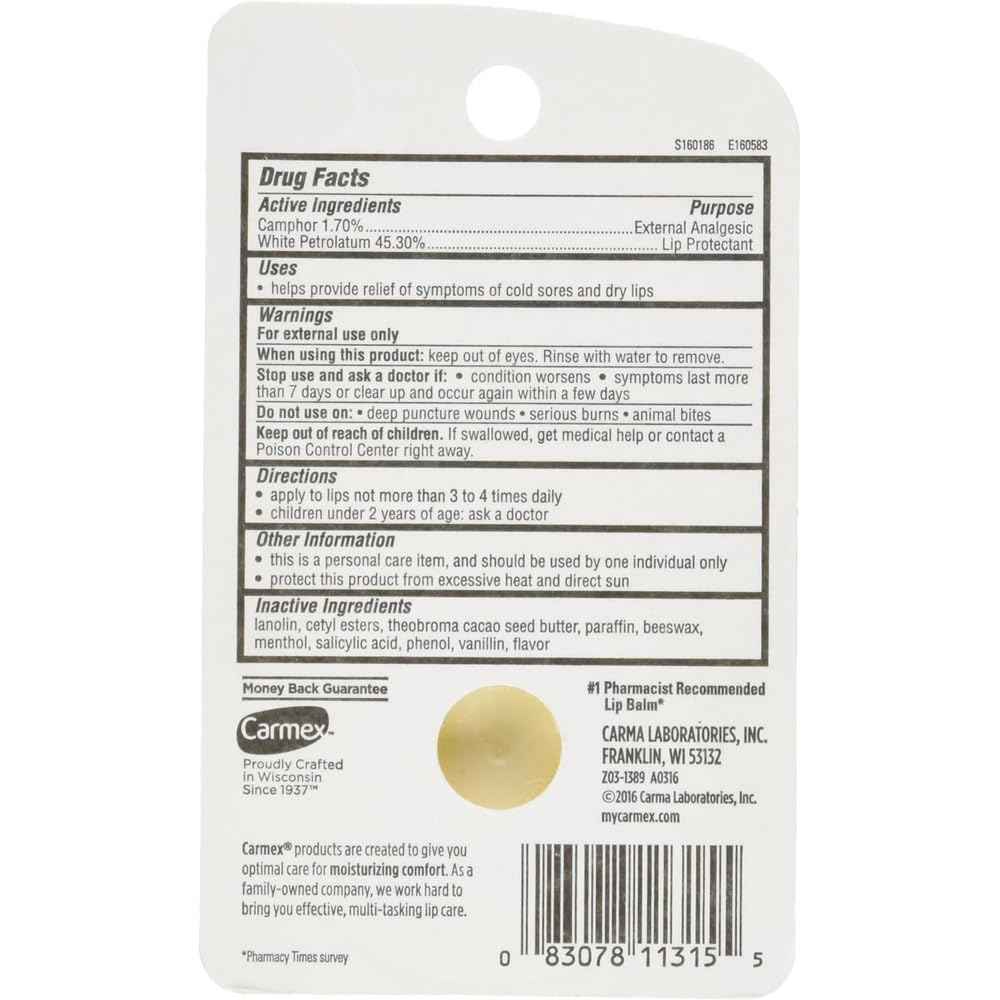 Carmex Classic Lip Balm Medicated 0.25 oz (Packs of 12)