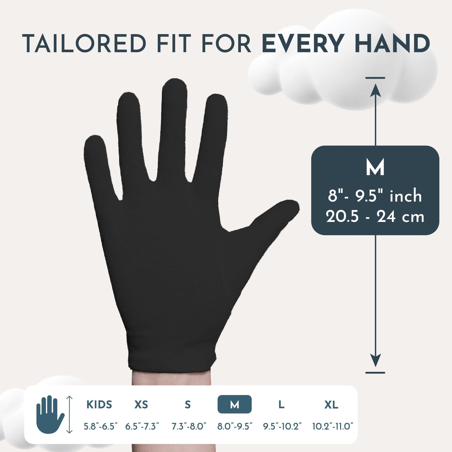 7 Pairs Cottonnerie Cotton Gloves for Dry Hands Sleeping, Moisturizing Gloves Overnight, Hand Moisturizer Gloves, Moisture Gloves for Dry Hands Overnight, Eczema Gloves, Medium, Black