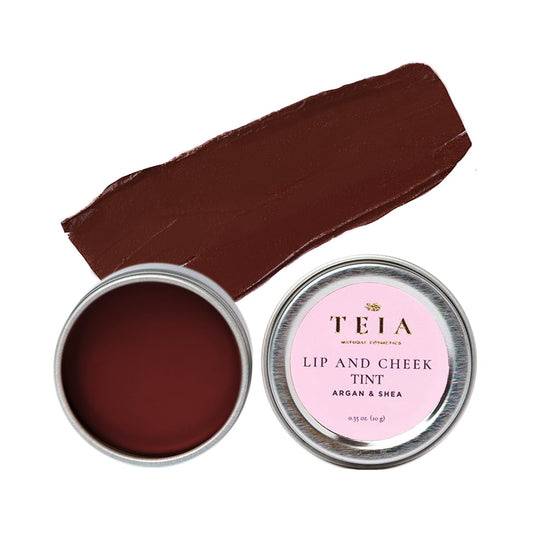 TEIA cosmetics - Multi purpouse color cream for lips and cheeks. Non toxic, vegan, cruelty free. Color (Heart - Coffee)