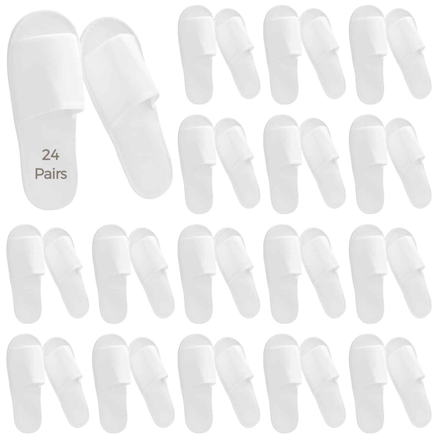 24 Pairs Spa Disposable Slippers, White Soft Plush Open Toe Non-Slip Slippers for Hotel, Spa, and Hospitality Unisex