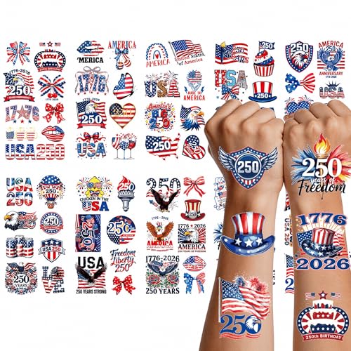 4th of July Temporary Tattoos - 250 Waterproof Designs