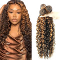 30 32 34 Inch Kinky Curly Hair Bundles Ombre Brown
