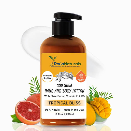 RaGaNaturals Mango Shea Butter Tropical Bliss Lotion with Argan, Vitamin E, and Avocado Oil - Refreshing, Hydrating and Nourishing 8 Fl Oz Moisturizer