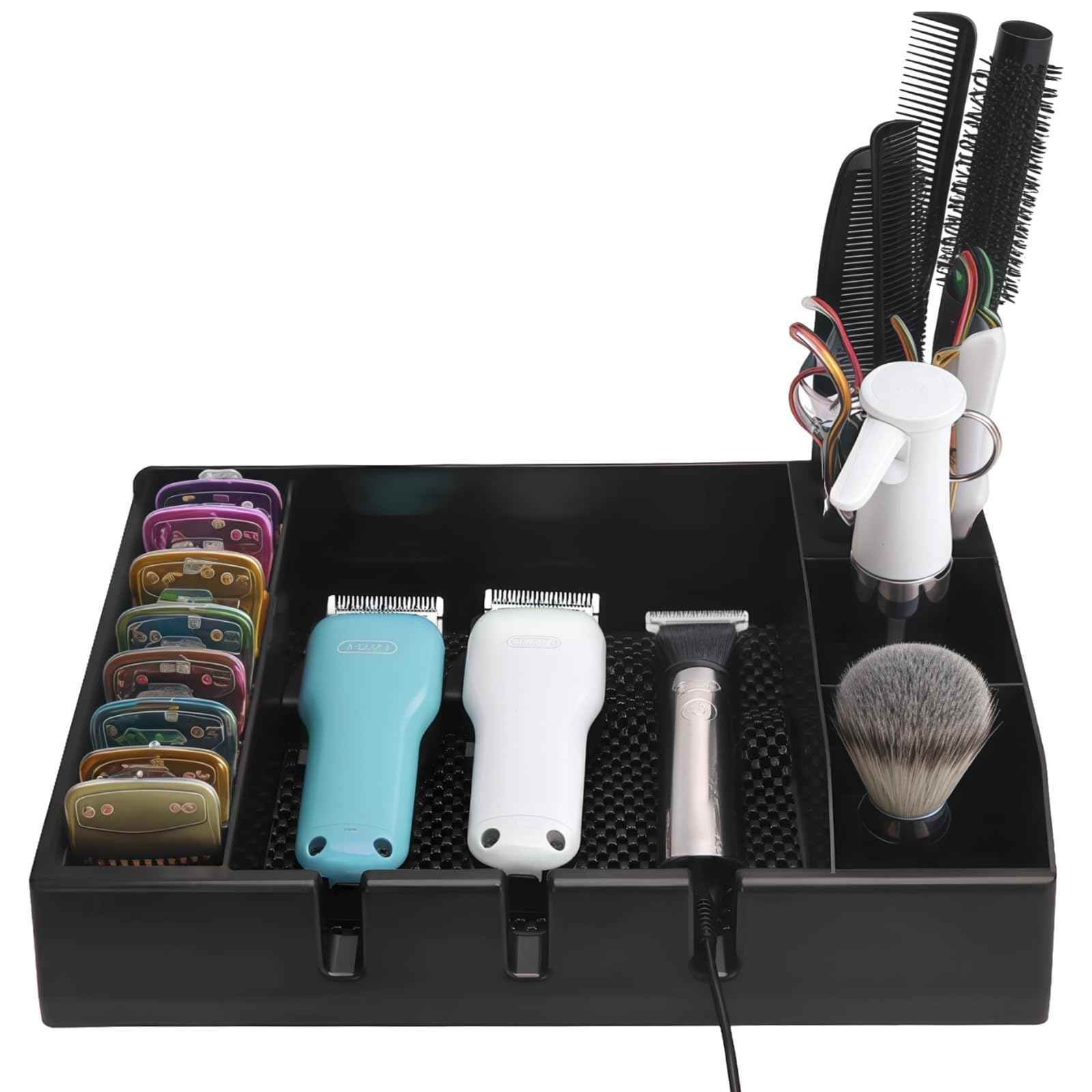 Hair Clipper Organizer Case, Multifunctional Barber Tray for Salon, Ideal for Storing Clippers, Scissors, Combs, and Other Tools, Non-Slip ABS Plastic Design