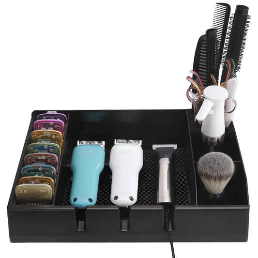 Hair Clipper Organizer Case, Multifunctional Barber Tray for Salon, Ideal for Storing Clippers, Scissors, Combs, and Other Tools, Non-Slip ABS Plastic Design