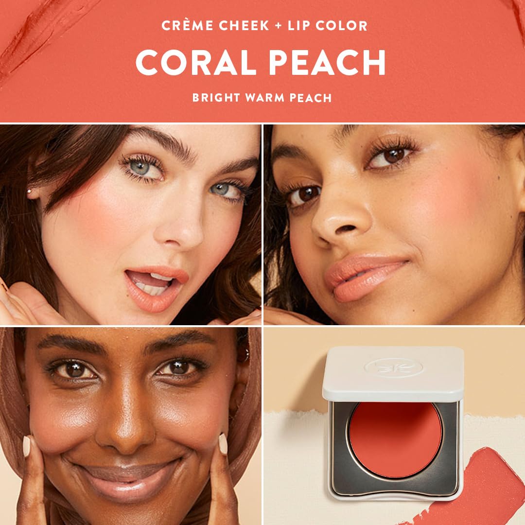 Honest Beauty 2-in-1 Creme Cheek Blush + Lip Color | EWG Verified, Vegan + Cruelty Free | Coral Peach, .1 oz