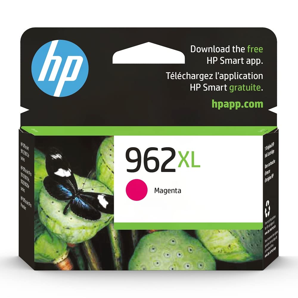 HP 962XL Magenta High-yield Ink Cartridge | Works with HP OfficeJet 9010 Series, HP OfficeJet Pro 9010, 9020 Series | Eligible for Instant Ink | 3JA01AN