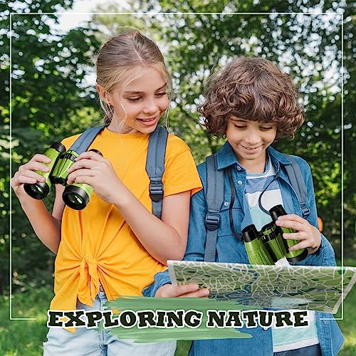 Libima 24 Pcs Binoculars for Kids Educational Compact Kids Binoculars with Neck String Toddler Binoculars for Boys Girls Learning Bird Watching Camping Hiking Travel Safaris Birthday Gifts (Green)