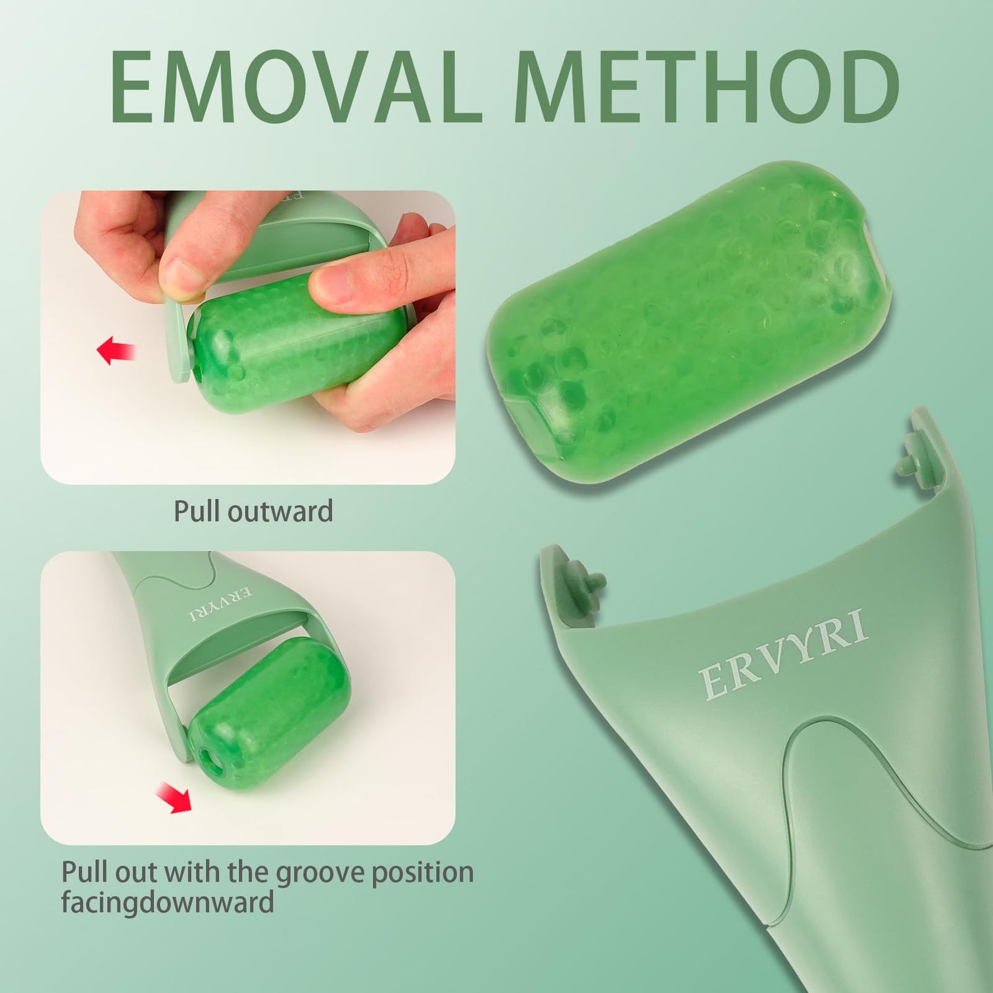 ERVYRI Ice Roller for Face, Face All Skin Types, Facial Care Tool Get Rid of Eye Fatigue, Relax Neck and Shoulder Pain, Simple and Easy to Use-Green