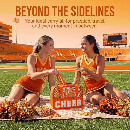 Cheer Makeup Bag with Chenille Letters - High-Capacity Pouch for Cheerleaders