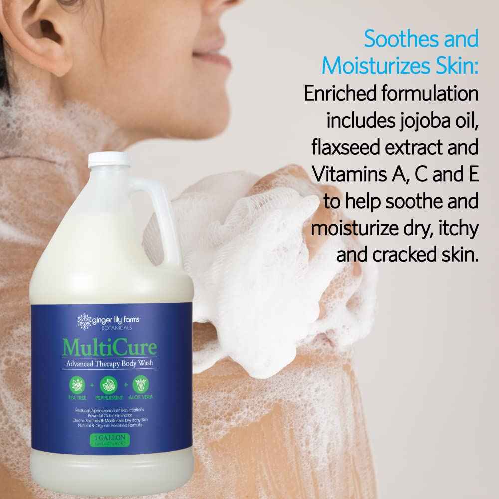 Ginger Lily Farms Botanicals MultiCure Advanced Therapy Body Wash with Tea Tree Oil, Peppermint and Aloe Vera, 100% Vegan & Cruelty-Free, 1 Gallon (128 fl oz) Refill