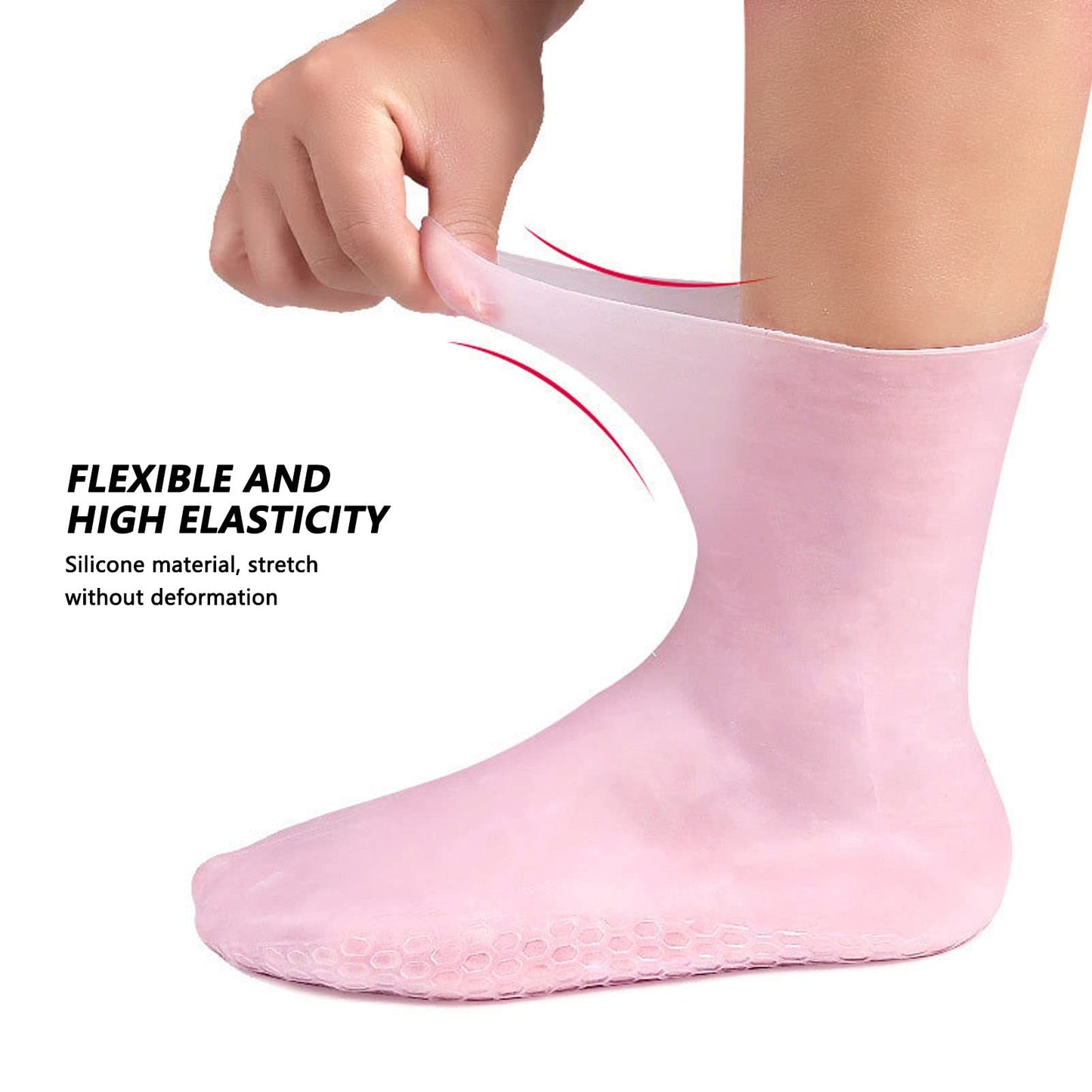 Soft Silicone Moisturizing Socks, 2 Sizes High Elastic Prevent Cracking Silicone Moisturizing Socks for Men and Women(S)