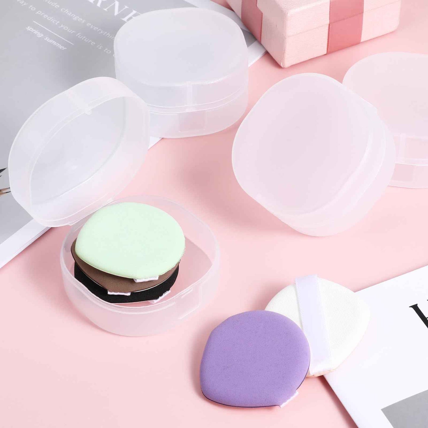 QfwdfcTrenz 4Pcs Plastic Cotton Square Holder Cosmetic Cotton Pad Holder with Hanging Loop Portable Travel and Sealed Suitable for Makeup Remover Cottons Balls, White