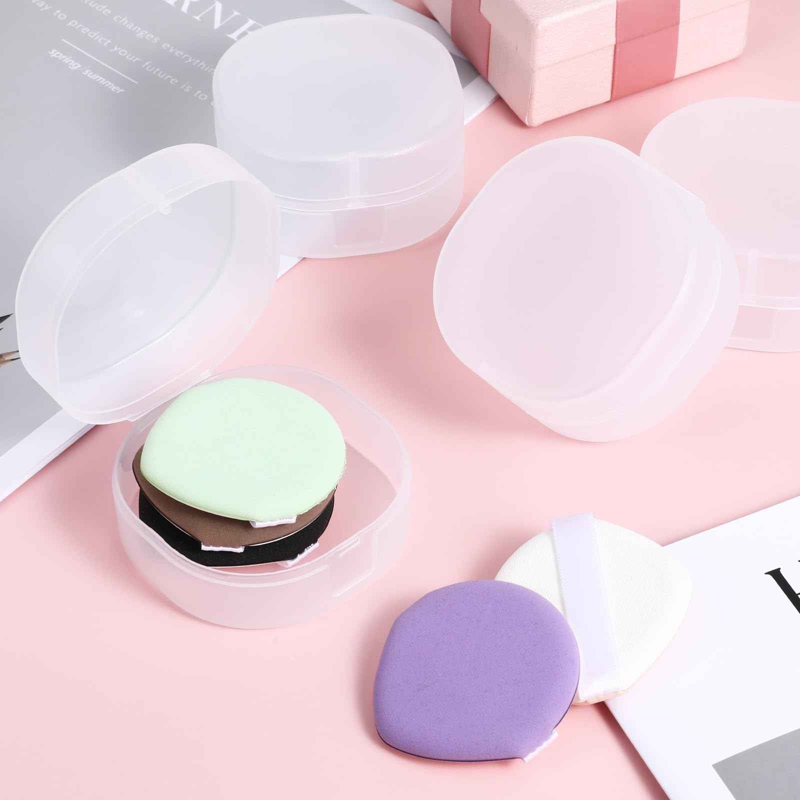 QfwdfcTrenz 4Pcs Plastic Cotton Square Holder Cosmetic Cotton Pad Holder with Hanging Loop Portable Travel and Sealed Suitable for Makeup Remover Cottons Balls, White