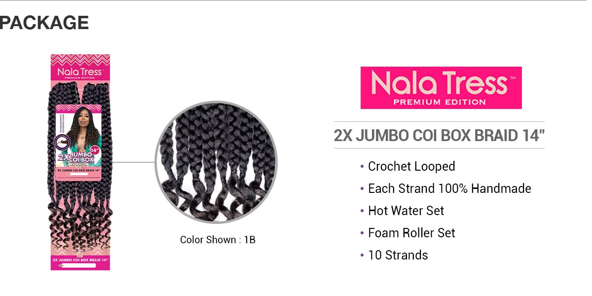 Janet Collection Crochet Braids Nala Tress 2X Jumbo Coi Box Braid 14" (3-pack, 27)