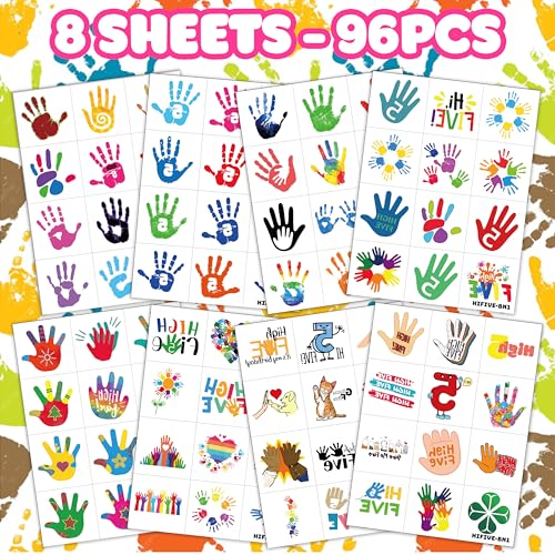 Hi Five Temporary Tattoos for Kids – 96-Piece Party Favors