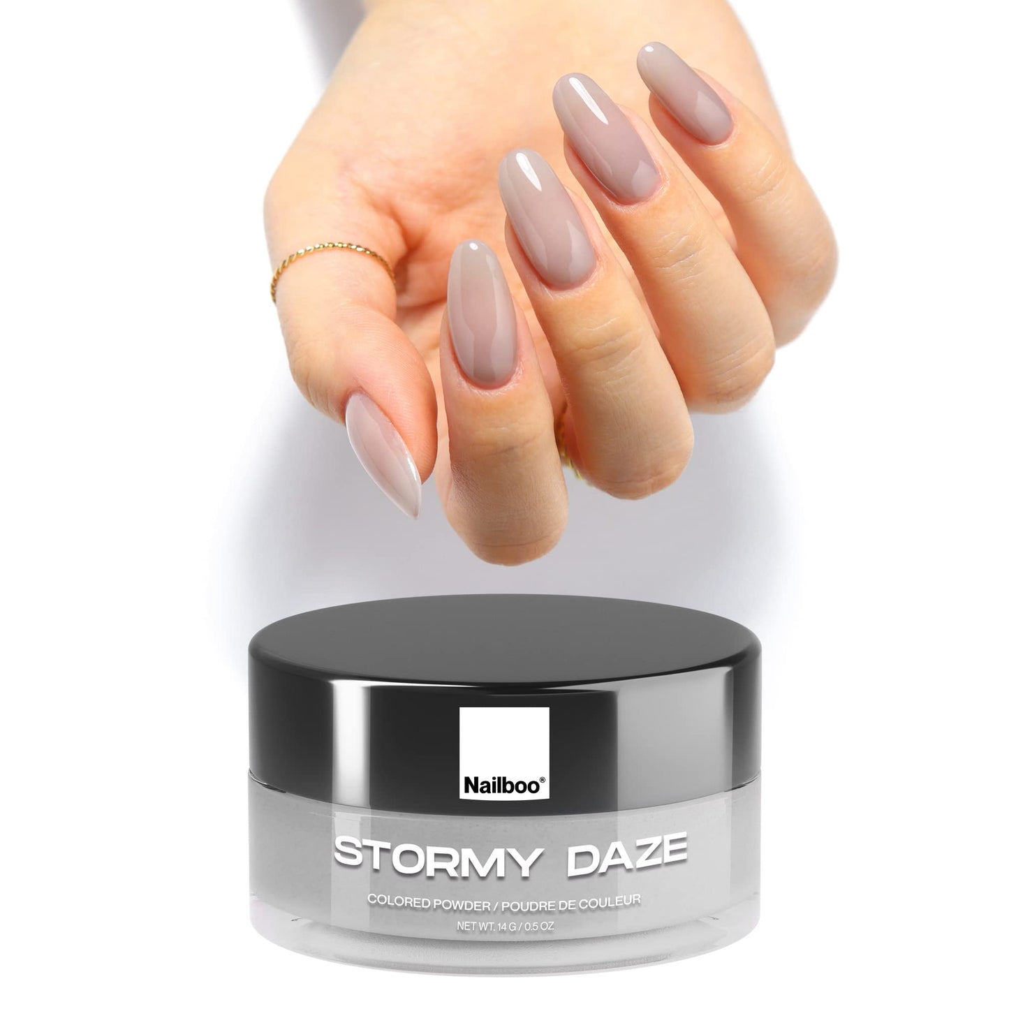 Nailboo PREMIUM Nail Dip Powder, Long-Lasting Dip Nails, Use With Nailboo Essential Liquids, Stormy Daze Cool Grey Nail Dip Powder, 0.5 oz (1 Pack)