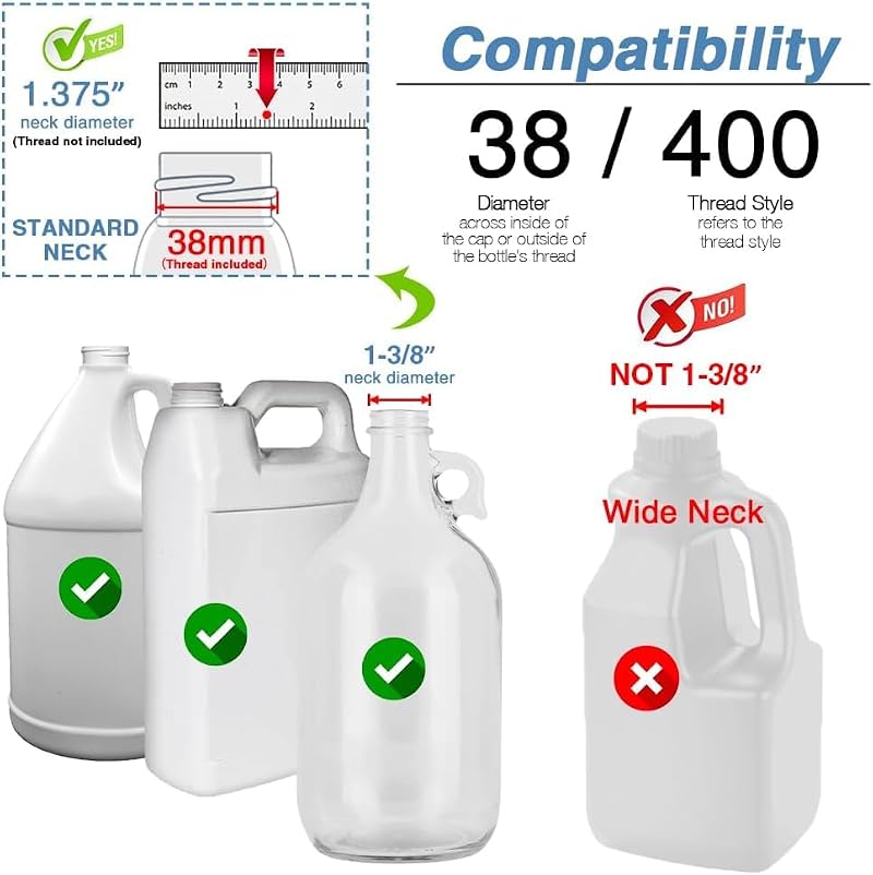 Amorix 4 Pack Gallon Jug Pump Dispenser 38-400 White